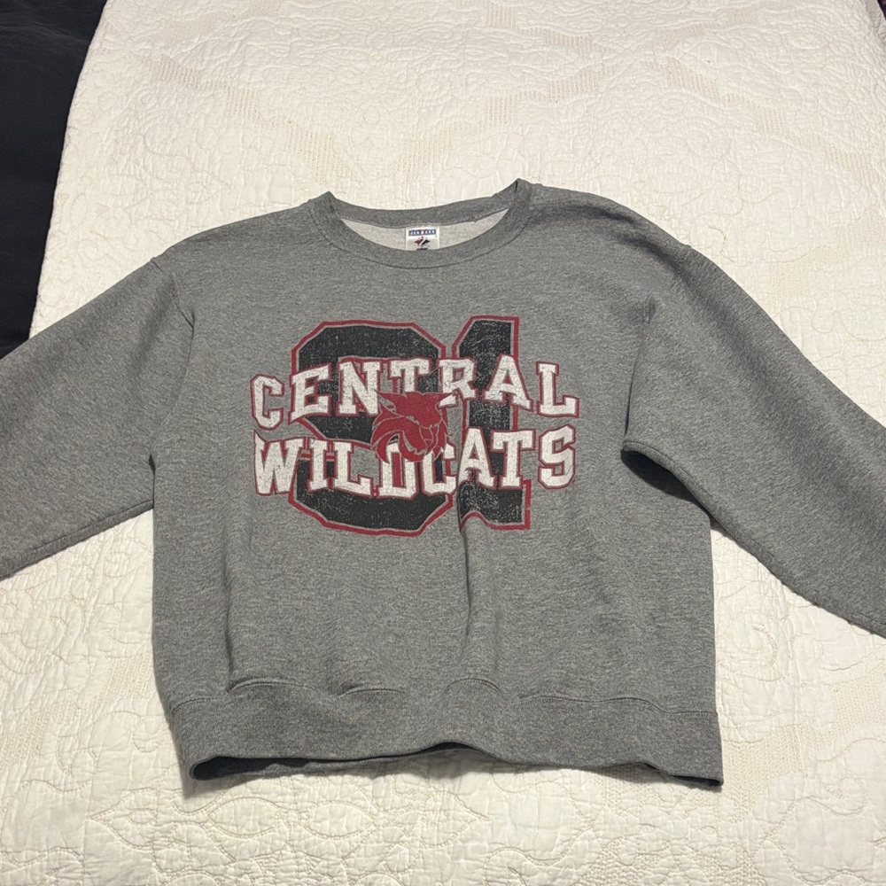 Jerzees Gray Central Wildcats Unisex Crew Neck Sweater